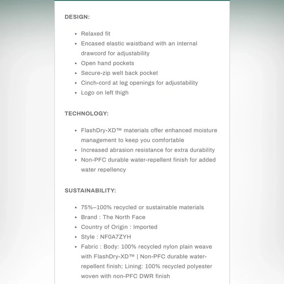 THE NORTH FACE TNF Lightweight Nylon Easy Pants In Optic Blue Plus Size XXL - Picture 8 of 8